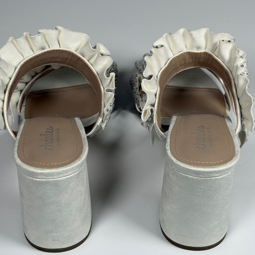 Charles by Charles David Royals Sandals Women’s 11 White Rhinestone Block Heel - Picture 5 of 14
